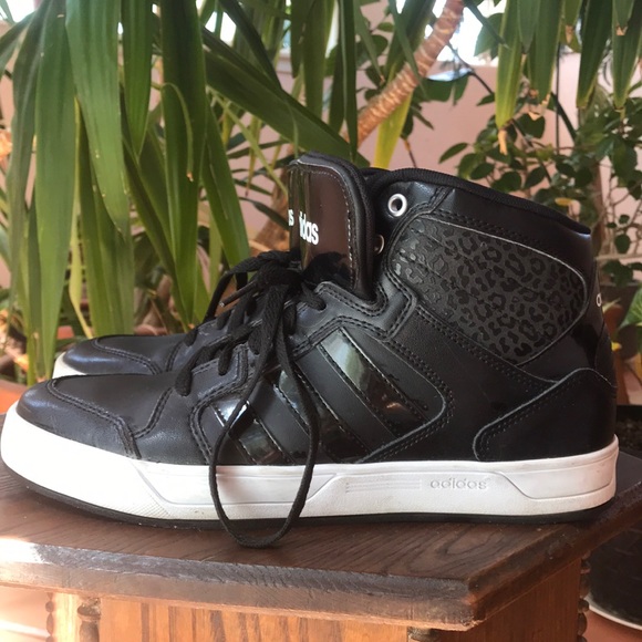 adidas Shoes - Cute adidas black hightop with black leopard print